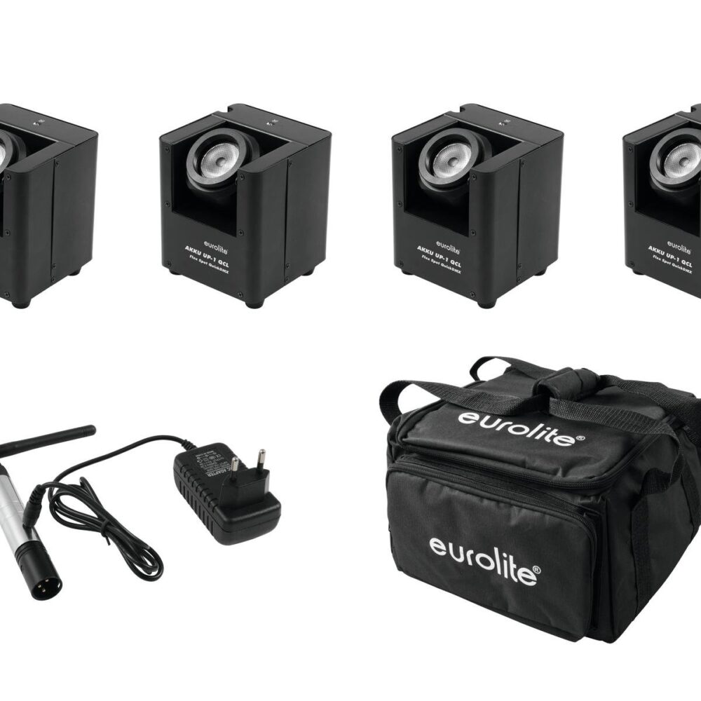 EUROLITE Set 4x AKKU UP-1 + SB-4 Soft Bag + QuickDMX Wireless Transmitter