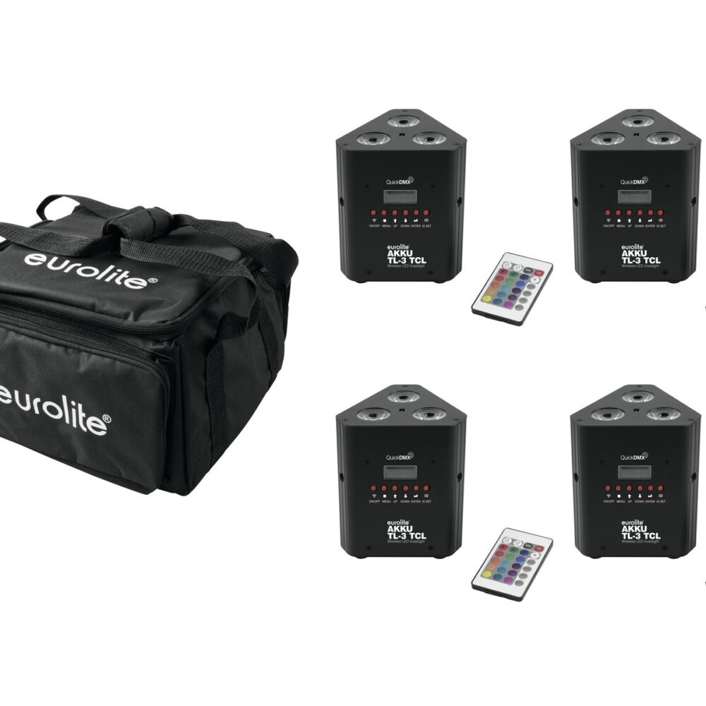 EUROLITE Set 4x AKKU TL-3 QuickDMX + Soft Bag