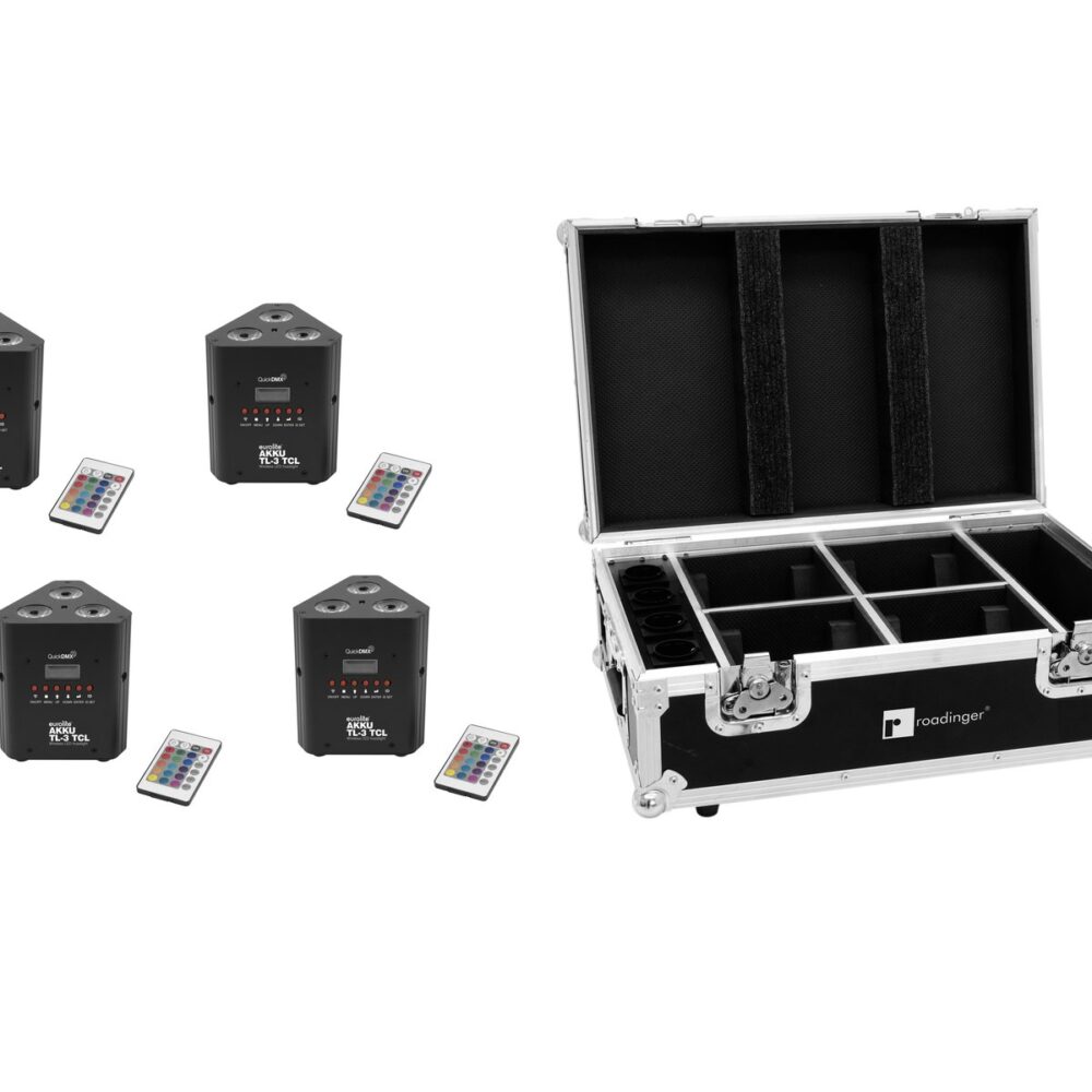 EUROLITE Set 4x AKKU TL-3 TCL QuickDMX + Case with charging function