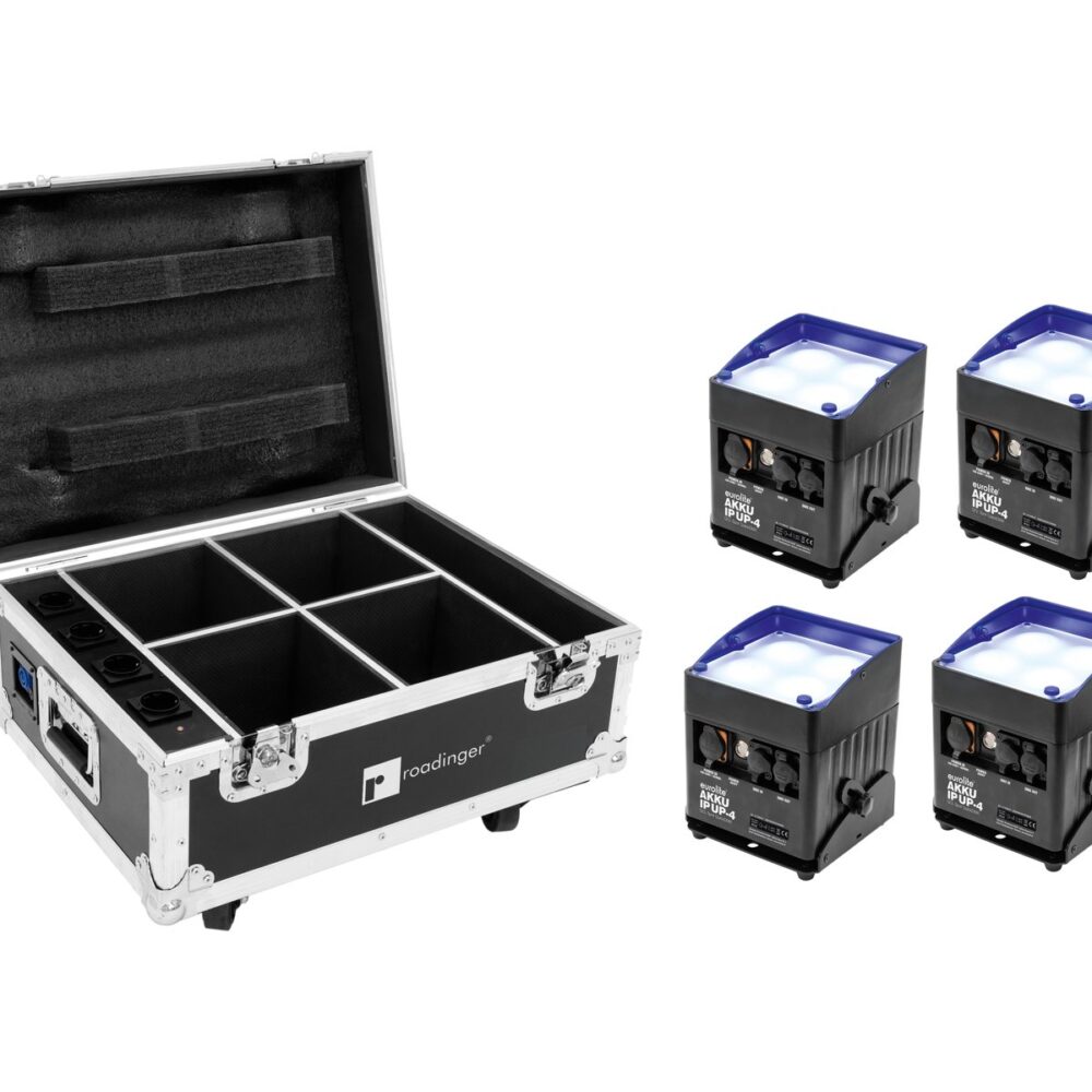 EUROLITE Set 4x AKKU IP UP-4 QCL Spot QuickDMX + Case with charging function