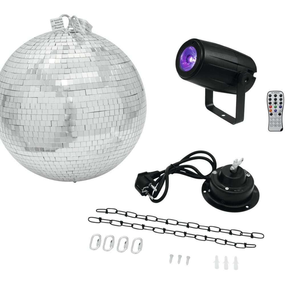 EUROLITE Mirror Ball 30cm with motor + LED PST-5 QCL Spot bk