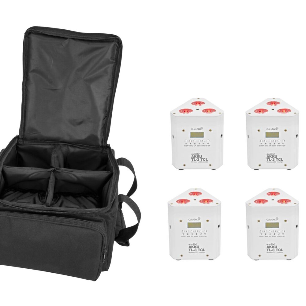 EUROLITE Set 4x AKKU TL-3 TCL white + SB-4 Soft Bag
