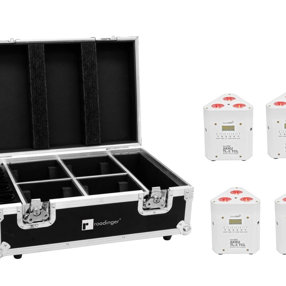 EUROLITE Set 4x AKKU TL-3 TCL white + Case with charging function