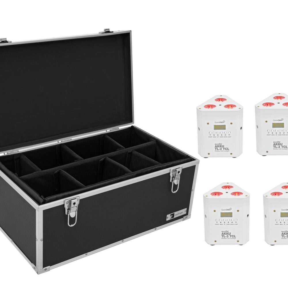 EUROLITE Set 4x AKKU TL-3 TCL white + Case TDV-1