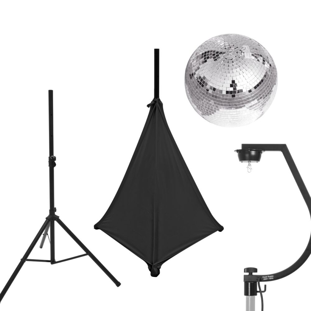EUROLITE Set Mirror ball 30cm with stand and tripod cover black