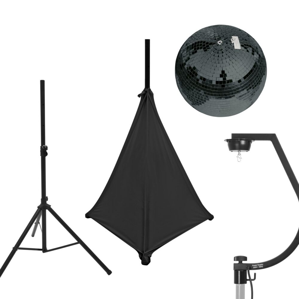 EUROLITE Set Mirror ball 30cm black with stand and tripod cover black