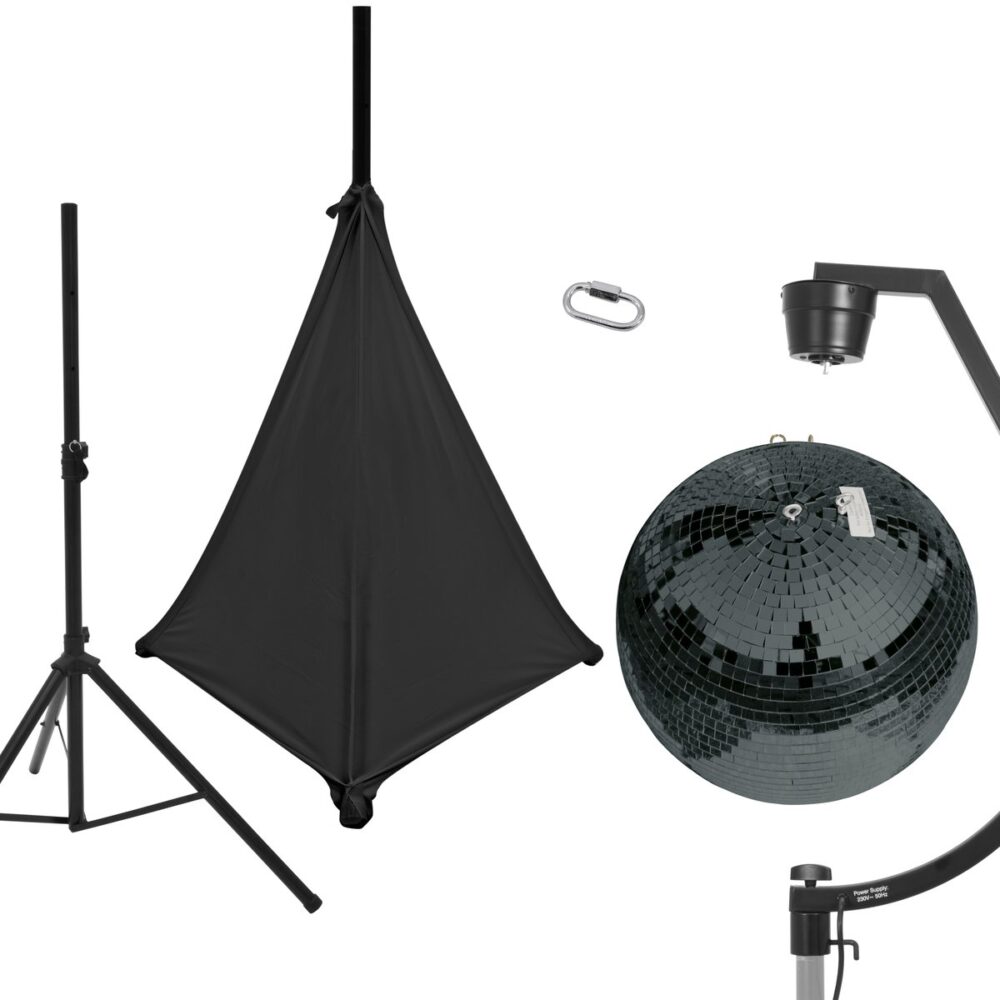 EUROLITE Set Mirror ball 50cm black with stand and tripod cover black
