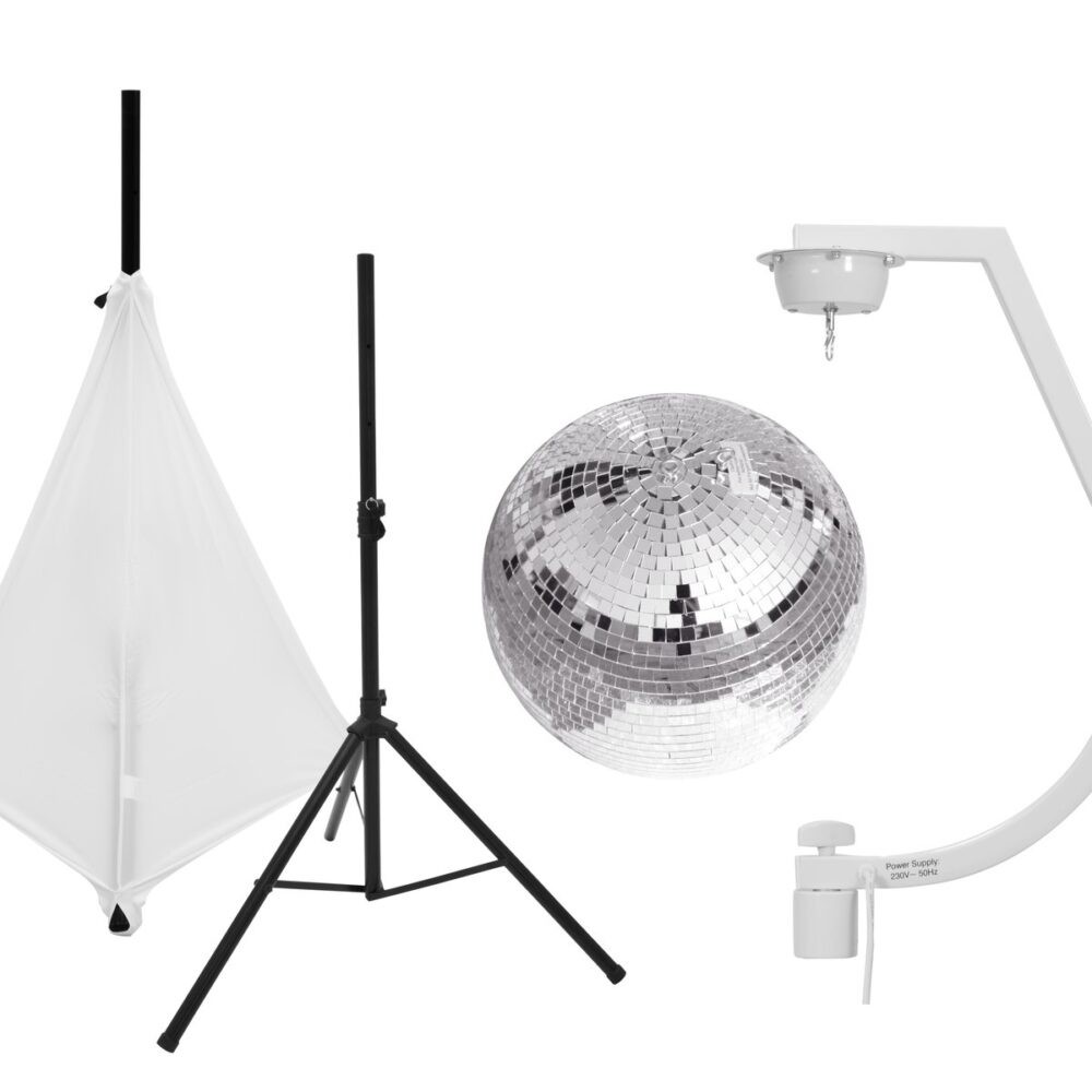 EUROLITE Set Mirror ball 30cm with stand and tripod cover white