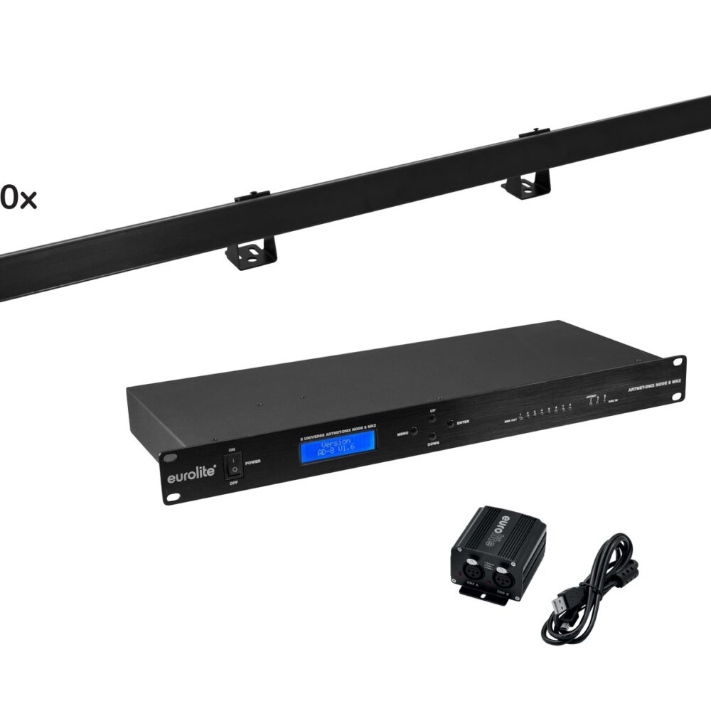 EUROLITE Set 10x LED PR-100/32 Pixel DMX Rail bk + DMX Software