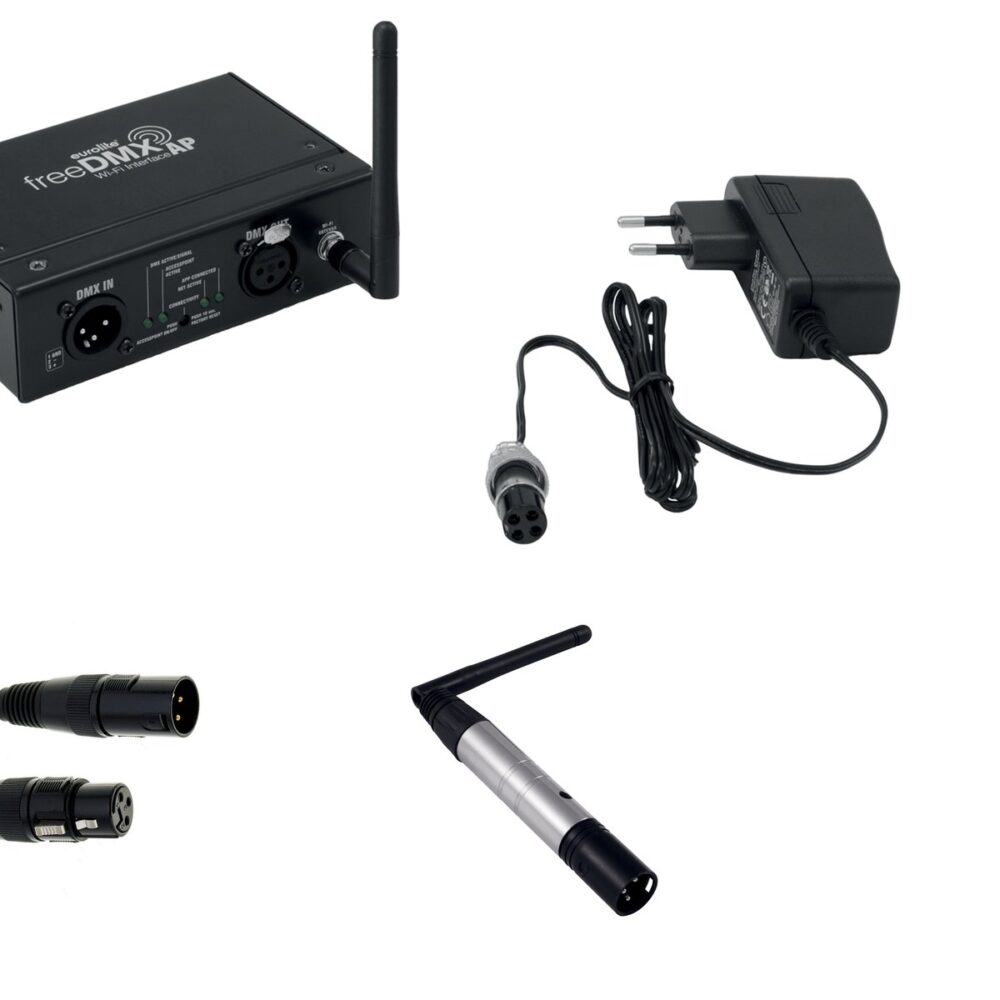 EUROLITE Set freeDMX AP Wi-Fi Interface + QuickDMX Funksender + DMX Cable