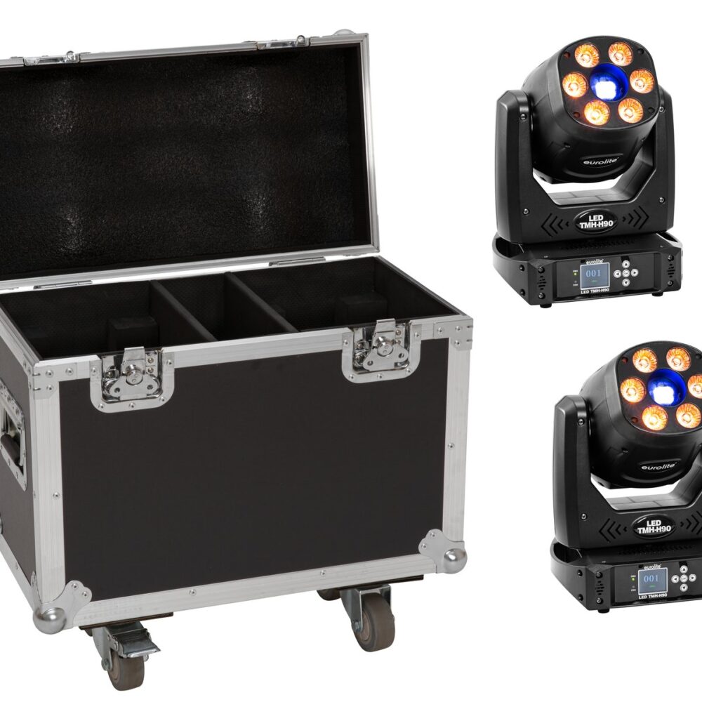 EUROLITE Set 2x LED TMH-H90 + Case with wheels