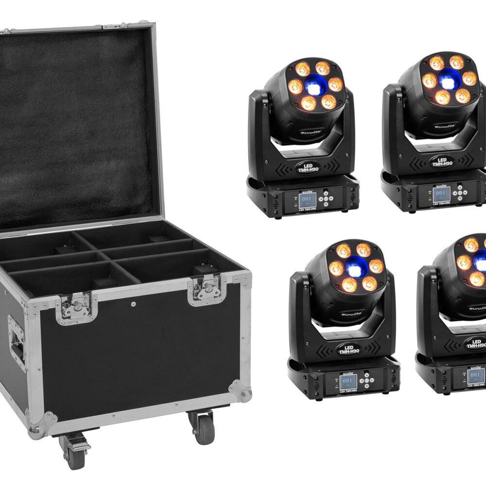 EUROLITE Set 4x LED TMH-H90 + Case with wheels
