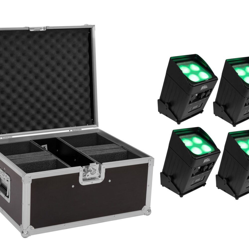 EUROLITE Set 4x AKKU IP UP-4 Entry QCL Spot QuickDMX + Case