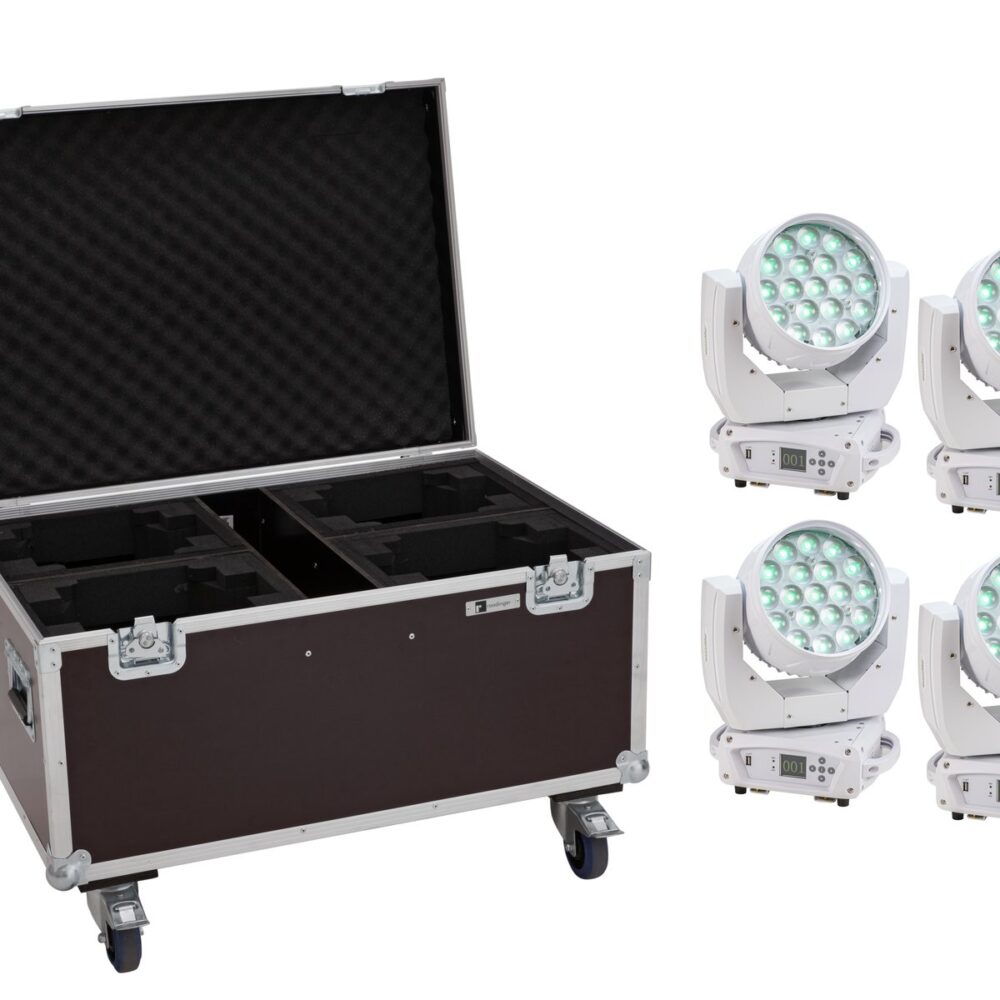 EUROLITE Set 2x LED TMH-X4 Moving Head Wash Zoom wh + EU Case with wheels