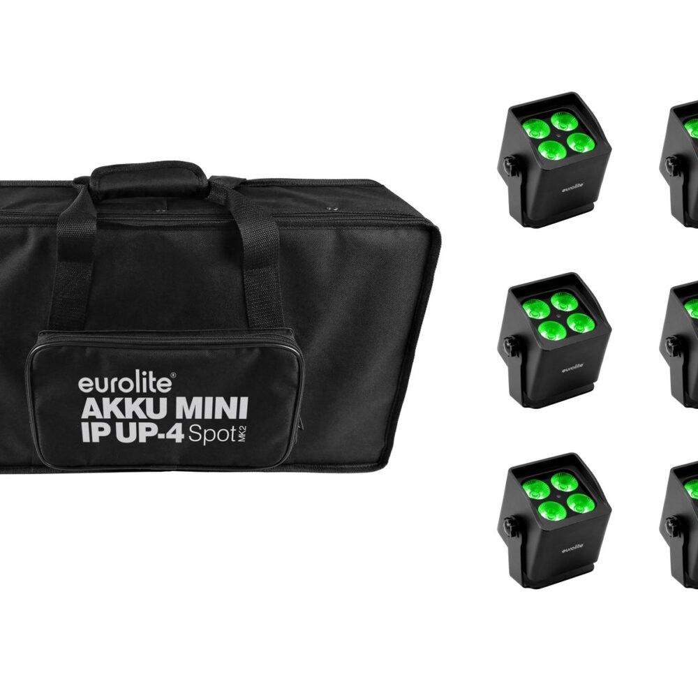 EUROLITE Set 6x AKKU Mini IP UP-4 QCL Spot MK2 + Soft Bag