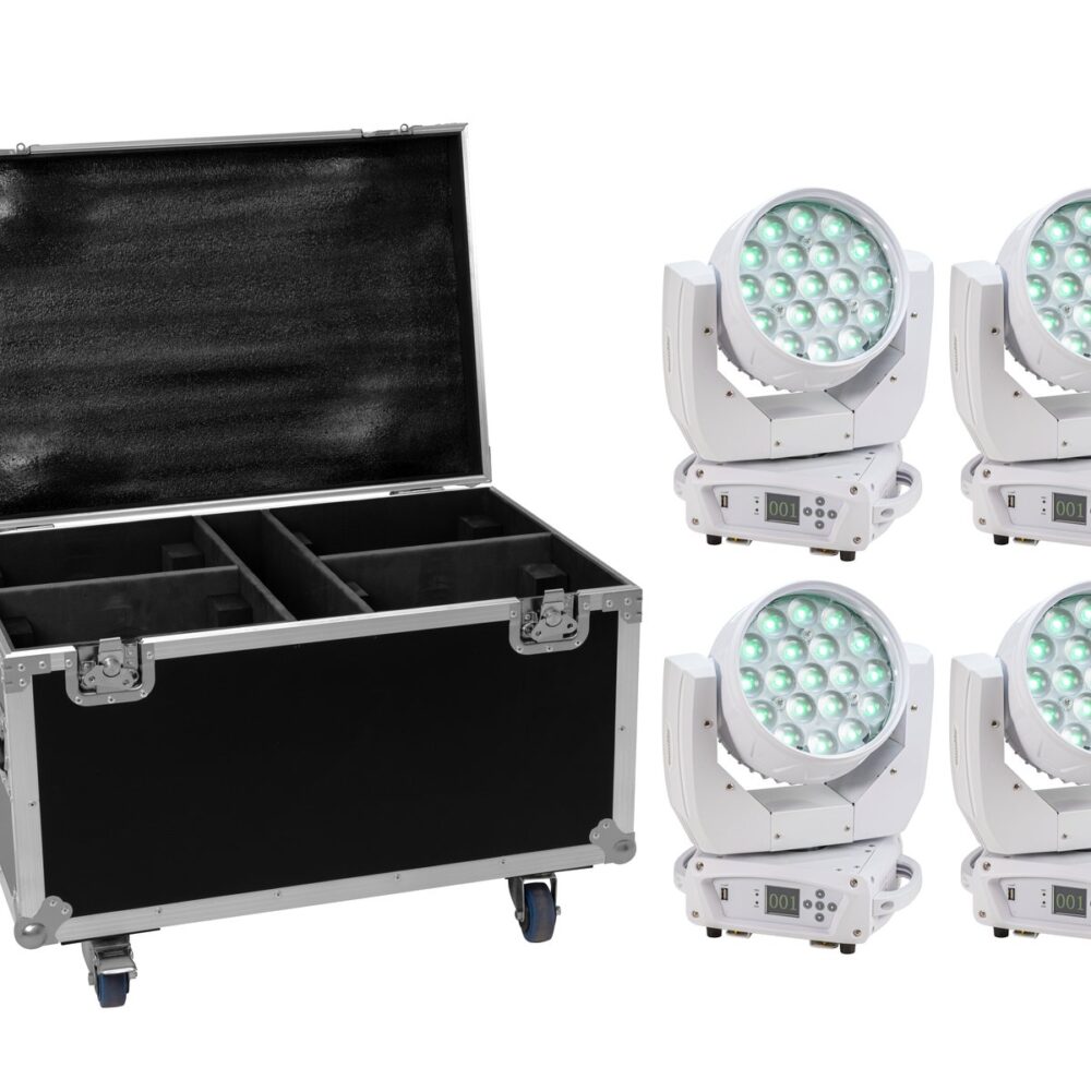 EUROLITE Set 4x LED TMH-X4 white + Case with wheels
