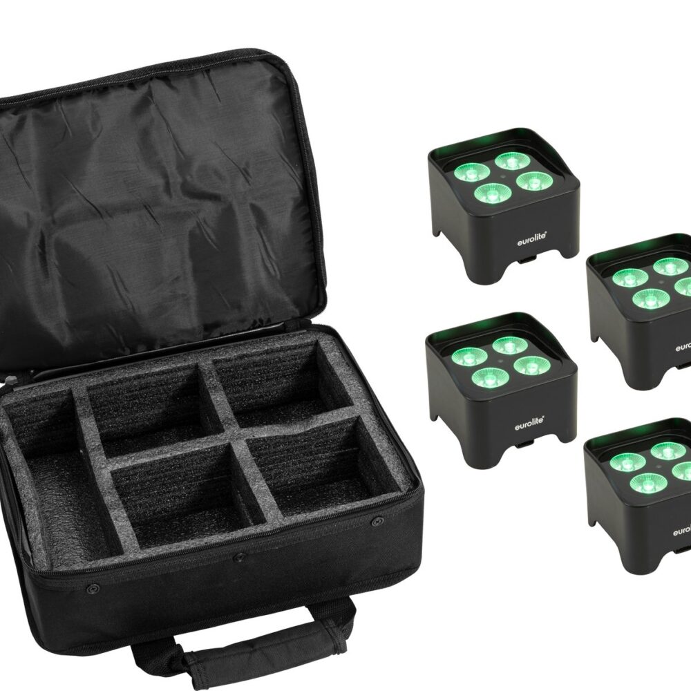 EUROLITE Set 4x AKKU Mini UP-4 QCL Spot MK2 + Soft bag