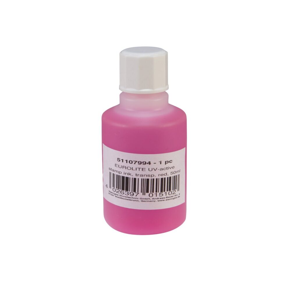 EUROLITE UV-active Stamp Ink, transparent red, 50ml