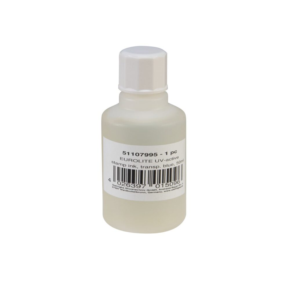 EUROLITE UV-active Stamp Ink, transparent blue, 50ml