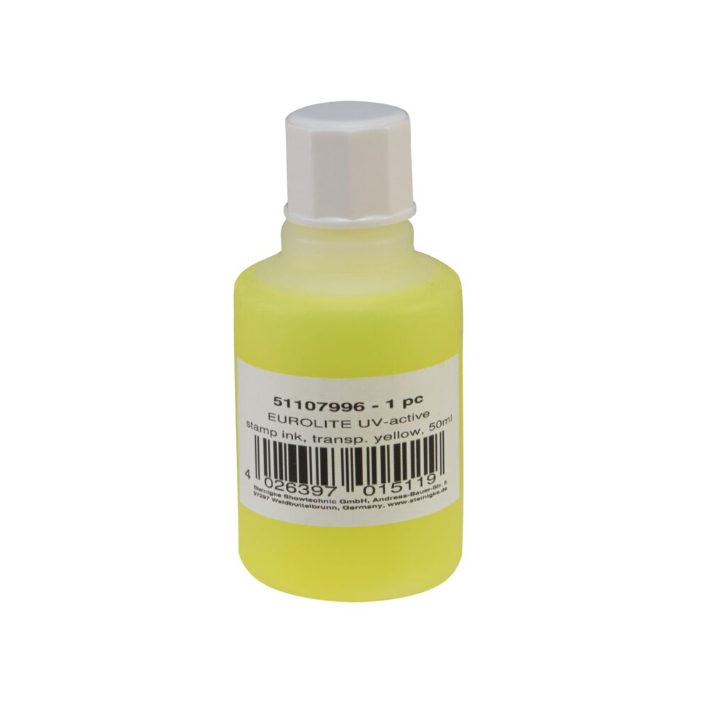 EUROLITE UV-active Stamp Ink, transparent yellow, 50ml