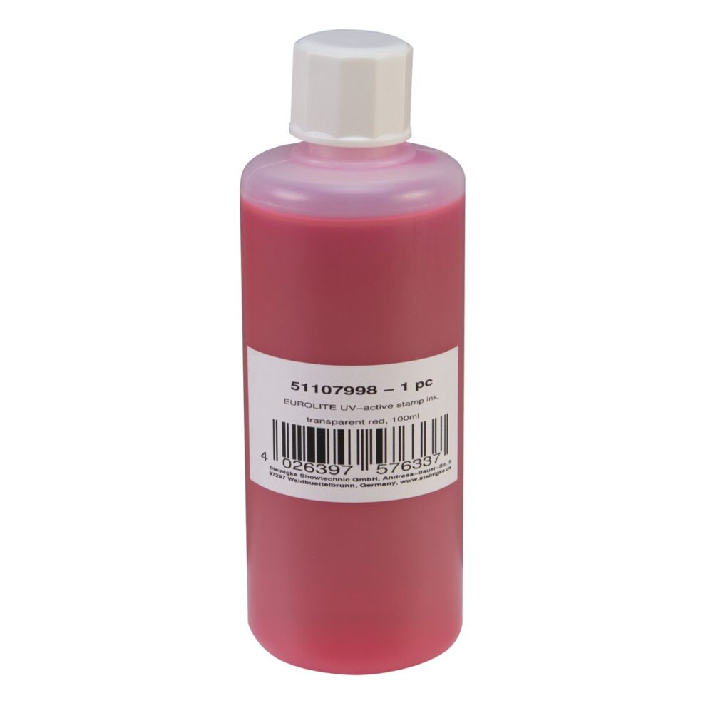 EUROLITE UV-active Stamp Ink, transparent red, 100ml