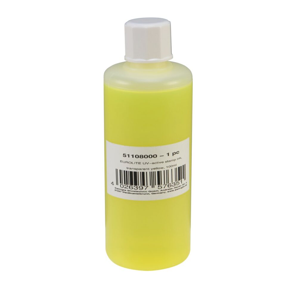 EUROLITE UV-active Stamp Ink, transparent yellow, 100ml