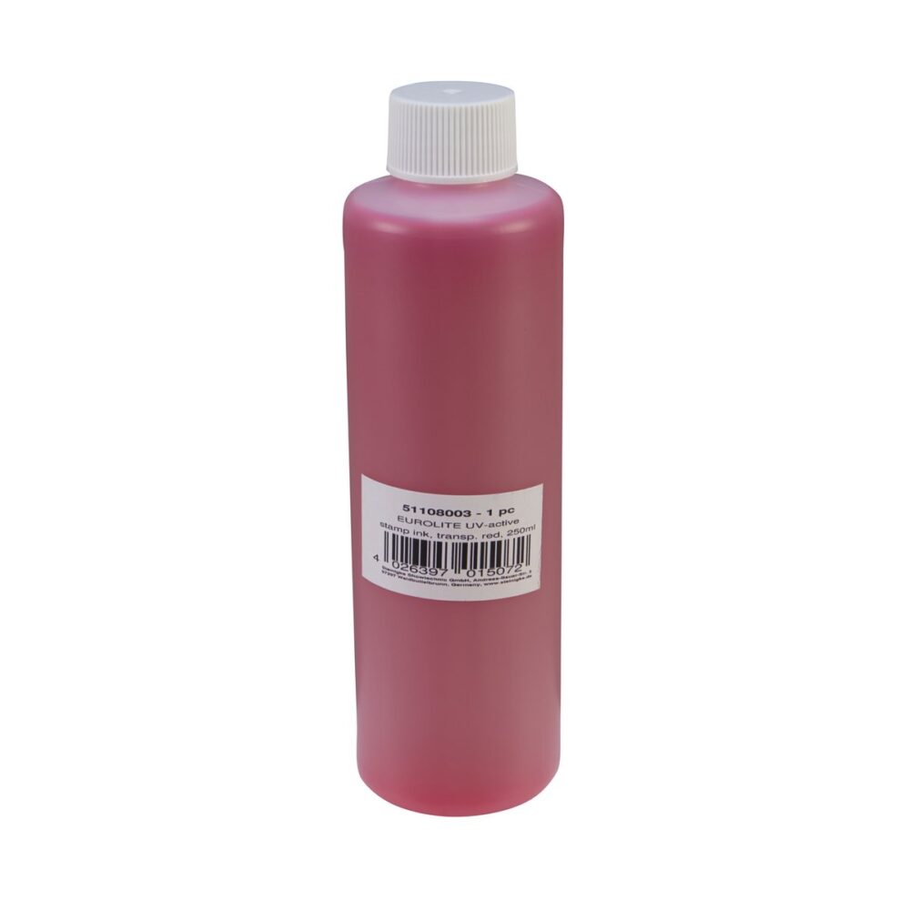 EUROLITE UV-active Stamp Ink, transparent red, 250ml