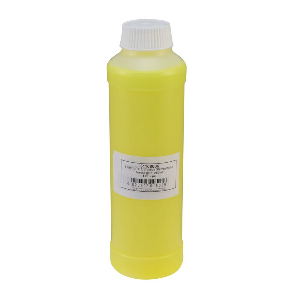 EUROLITE UV-active Stamp Ink, transparent yellow, 250ml